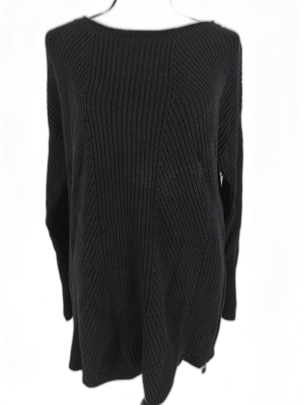 Women's Caslon Chunky Knit Sweater Black Size Medium